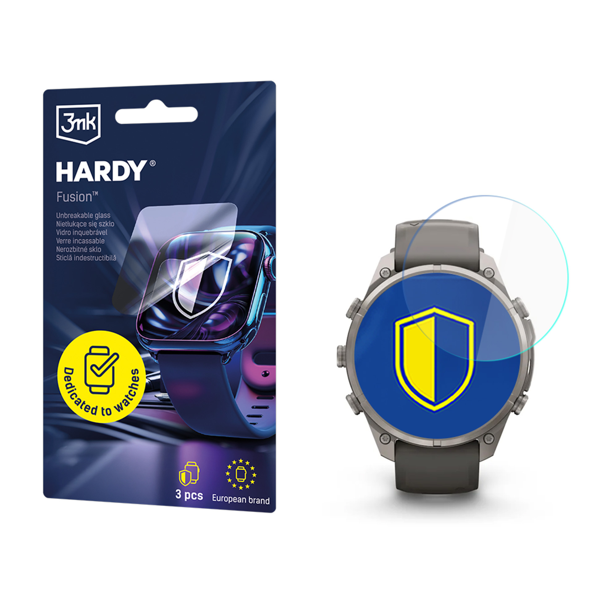 3mk Hardy Fusion Watch Protection, superwytrzymałe szkło hybrydowe chroni ekran zegarka