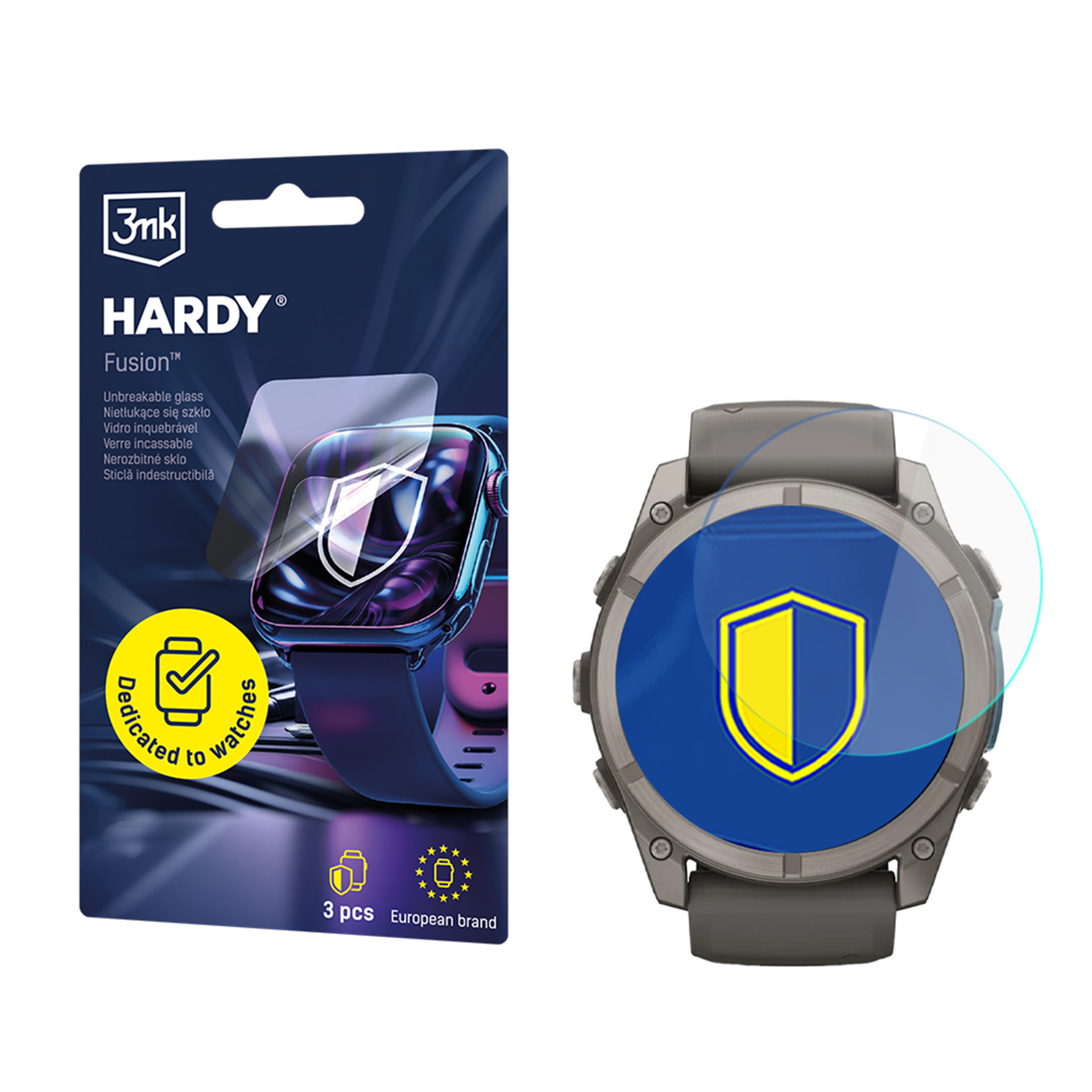3mk Hardy Fusion Watch Protection, superwytrzymałe szkło hybrydowe chroni ekran zegarka