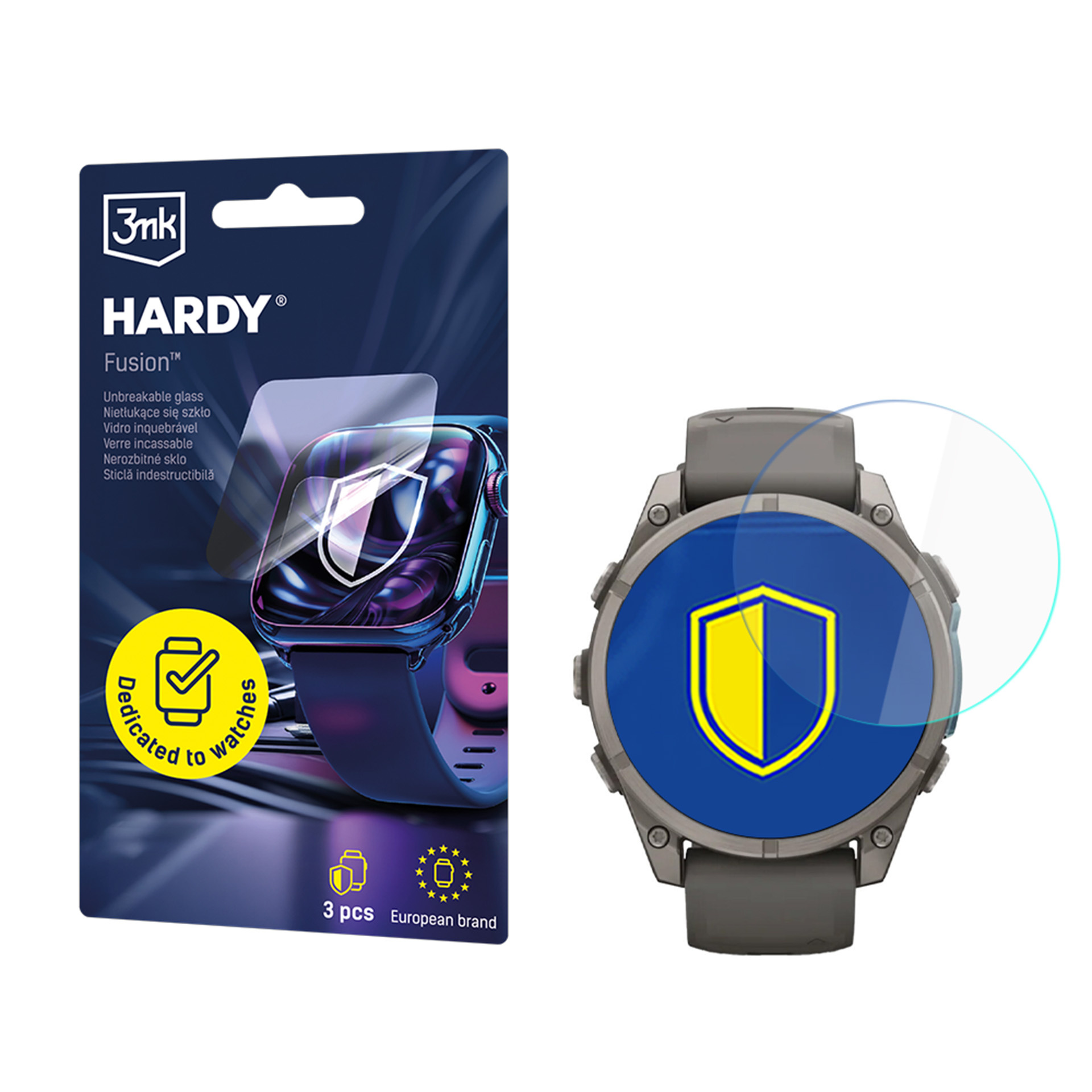 3mk Hardy Fusion Watch Protection, superwytrzymałe szkło hybrydowe chroni ekran zegarka