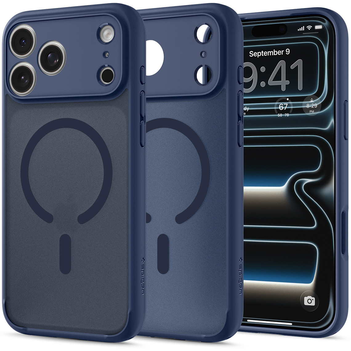 Etui Spigen Ultra Hybrid Mag z MagSafe do iPhone 18 Pro, Frost Deep Blue (półprzezroczysto-niebieski)