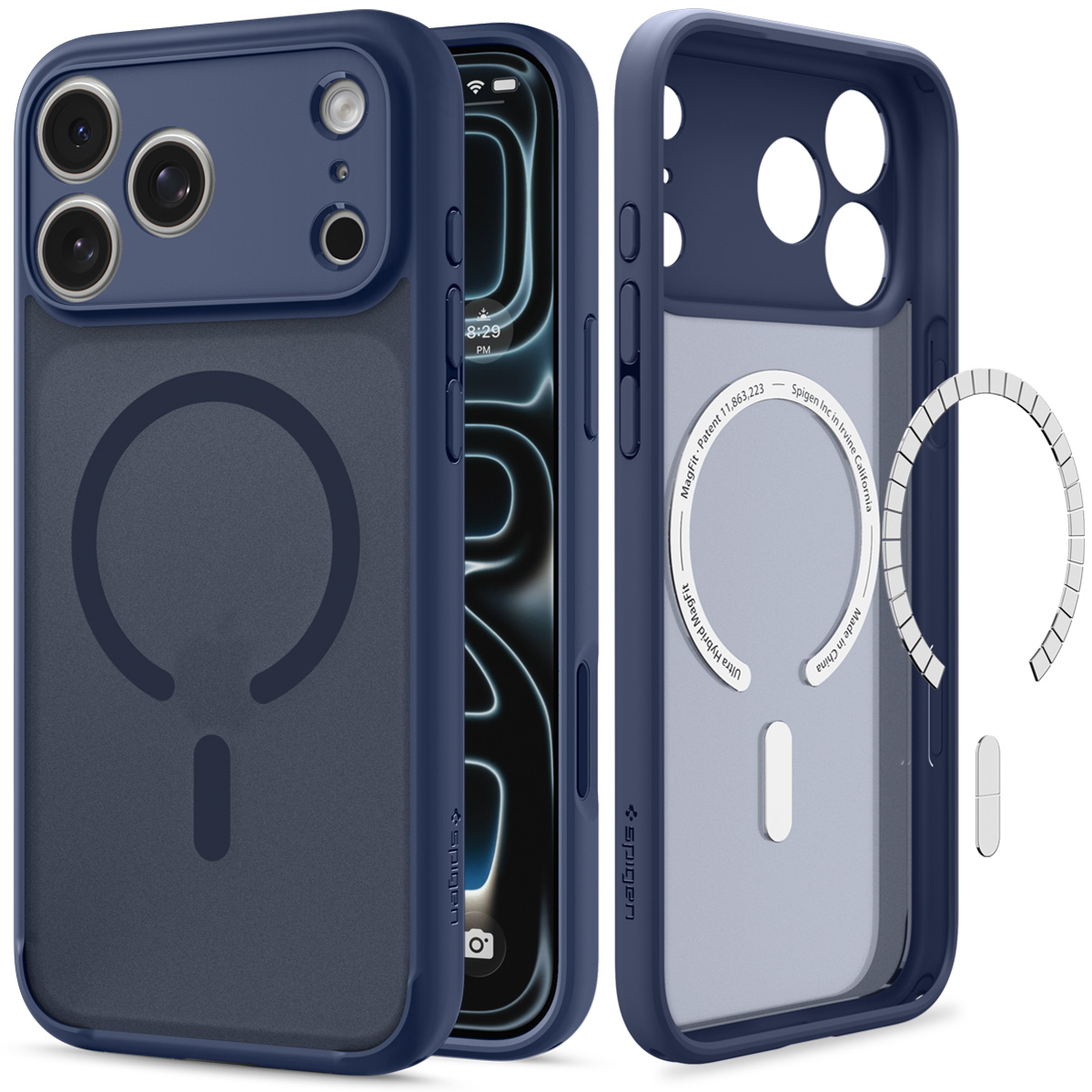 Etui Spigen Ultra Hybrid Mag z MagSafe do iPhone 18 Pro, Frost Deep Blue (półprzezroczysto-niebieski)