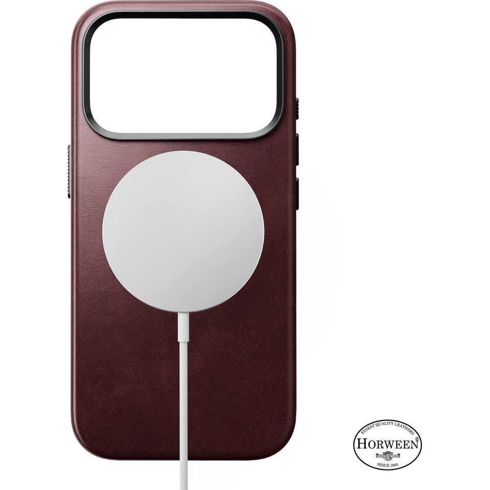 Nomad Traditional Leather Case Horween Series, magnesy MagSafe, łatwe ładowanie, precyzyjne wycięcia, Burgundy (bordowy)