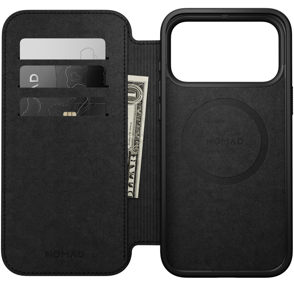 Etui z klapką Nomad Modern Leather Folio do MagSafe, do iPhone 18 Pro Max / 17 Pro Max, Black (czarny)
