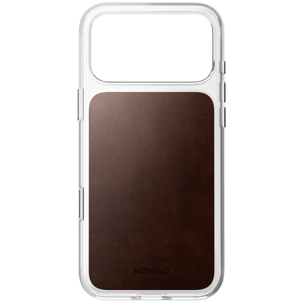 Etui z naturalnej skóry do iPhone 18 Pro Max / 17 Pro Max, Nomad Clear Leather Case Horween Series do MagSafe, Rustic Brown (przezroczysto-rustykalny brązowy). Przezroczyste, skórzane, ochronne, do MagSafe, trwała obudowa, minimalistyczne