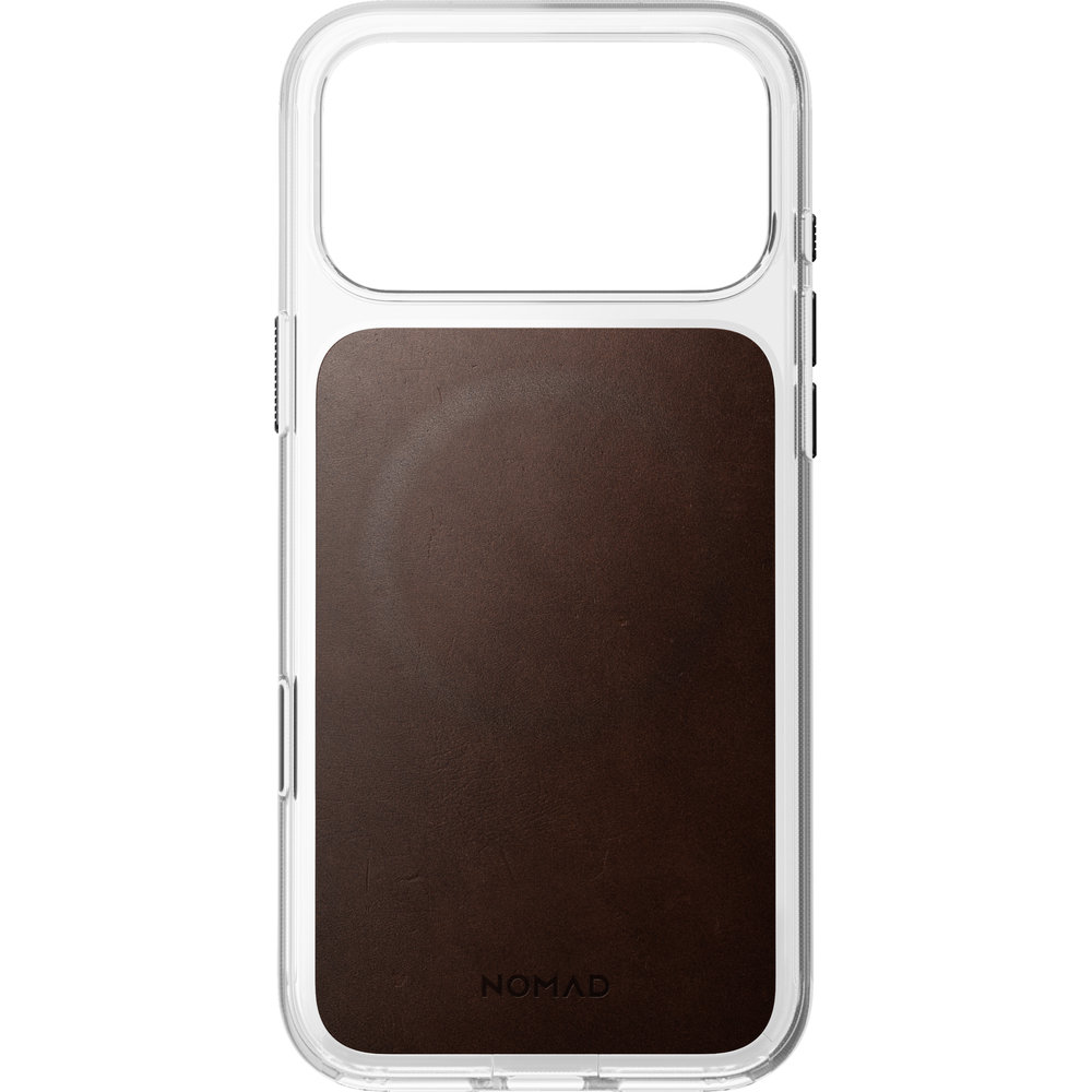 Etui z naturalnej skóry do iPhone 18 Pro Max / 17 Pro Max, Nomad Clear Leather Case Horween Series do MagSafe, Rustic Brown (przezroczysto-rustykalny brązowy). Skóra premium, wyjątkowa faktura, luksusowe wykończenie