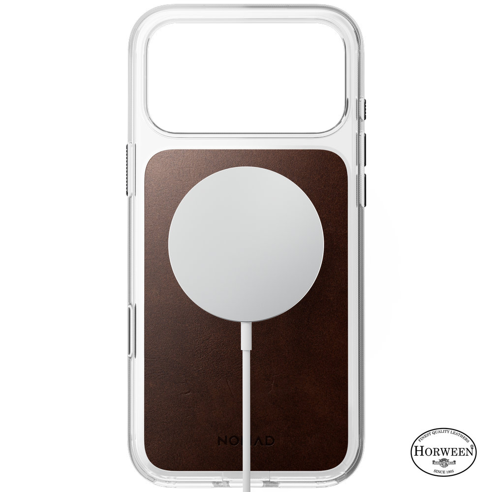 Etui z naturalnej skóry do iPhone 18 Pro Max / 17 Pro Max, Nomad Clear Leather Case Horween Series do MagSafe, Rustic Brown (przezroczysto-rustykalny brązowy). Magnetyczne kompatybilne z technologią MagSafe Qi2, wygodne, funkcjonalne, bezpieczne