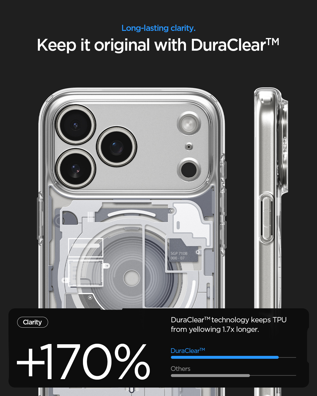 Etui Spigen Ultra Hybrid Mag z MagSafe do iPhone 18 Pro, Zero One White (kolor etui: biały/szary z nadrukowanym motywem odwzorowującym wewnętrzny układ komponentów smartfona / kolor ramki: przezroczysty)
