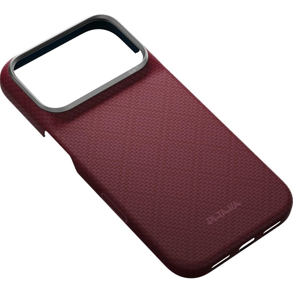 PITAKA Ultra-Slim Case, MagSafe kompatybilność ergonomiczny łatwy wygoda funkcjonalność, Burgundy (burgundowy ze wzorem w romby)