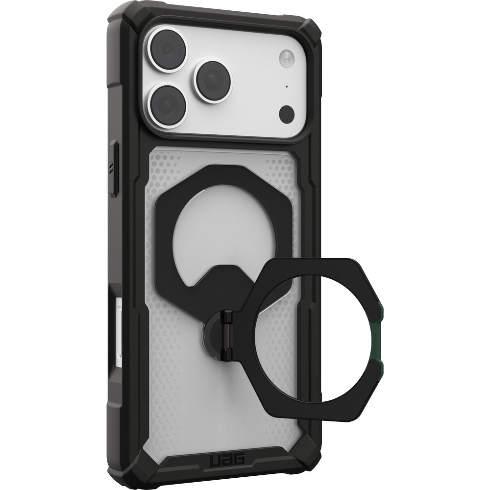 Etui pancerne z podstawką Urban Armor Gear Plasma XTE 360 do MagSafe do iPhone 18 Pro Max / 17 Pro Max, Black/Clear (przezroczysto-czarny z zielonym elementem)