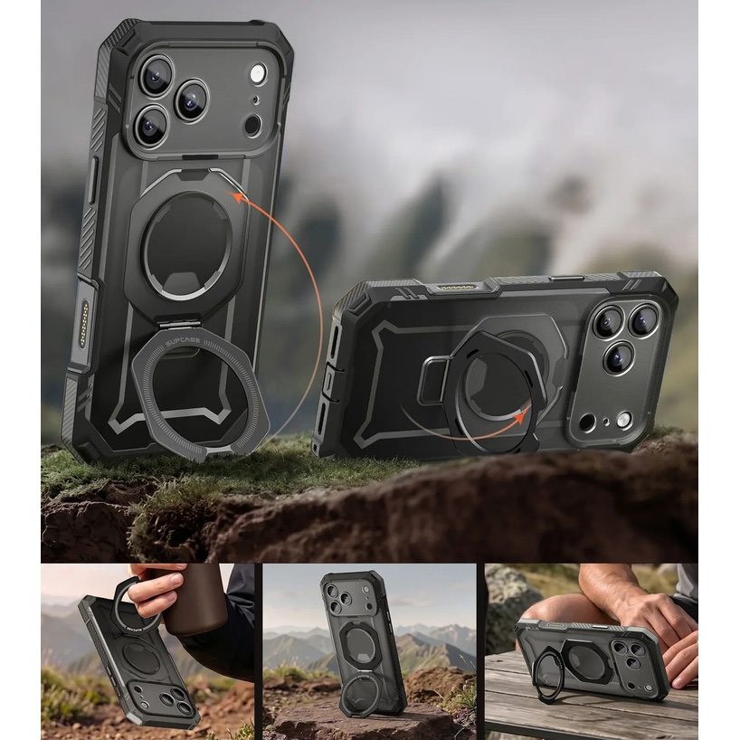Etui pancerne Supcase UB Grip Pro Mag do MagSafe (CC) do iPhone 18 Pro / 17 Pro, Black (przezroczysto-czarny)