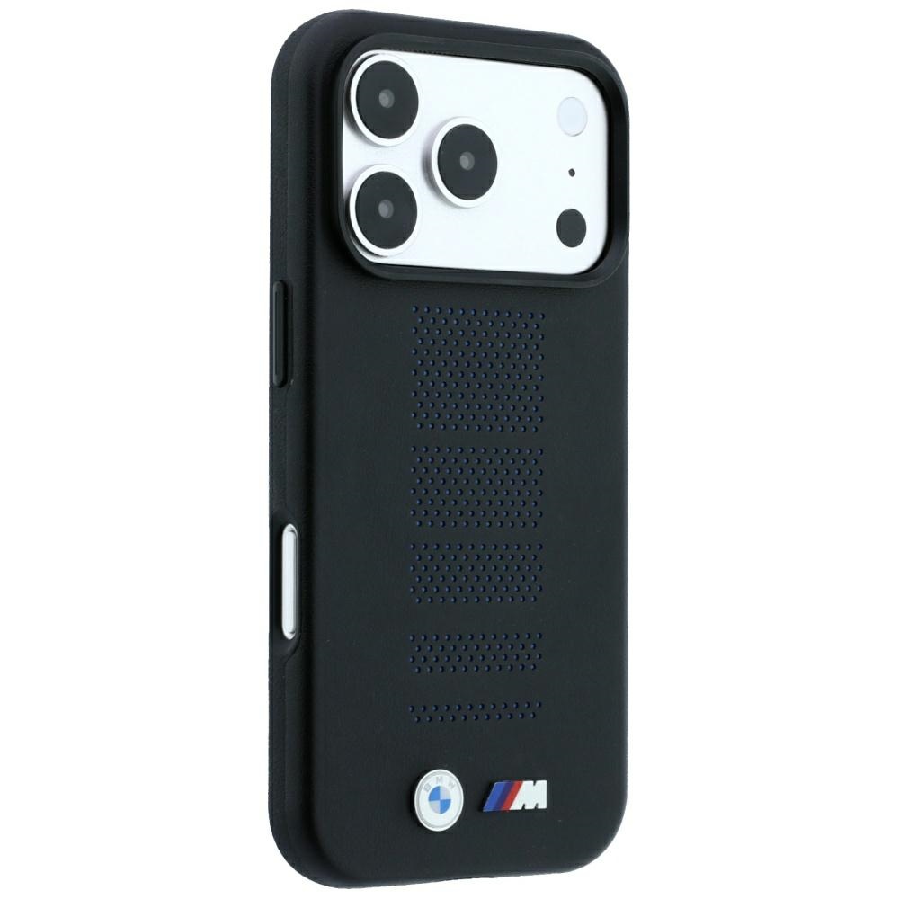 Etui BMW M Blue Perfo Metal Logo MagSafe z pierścieniem magnetycznym