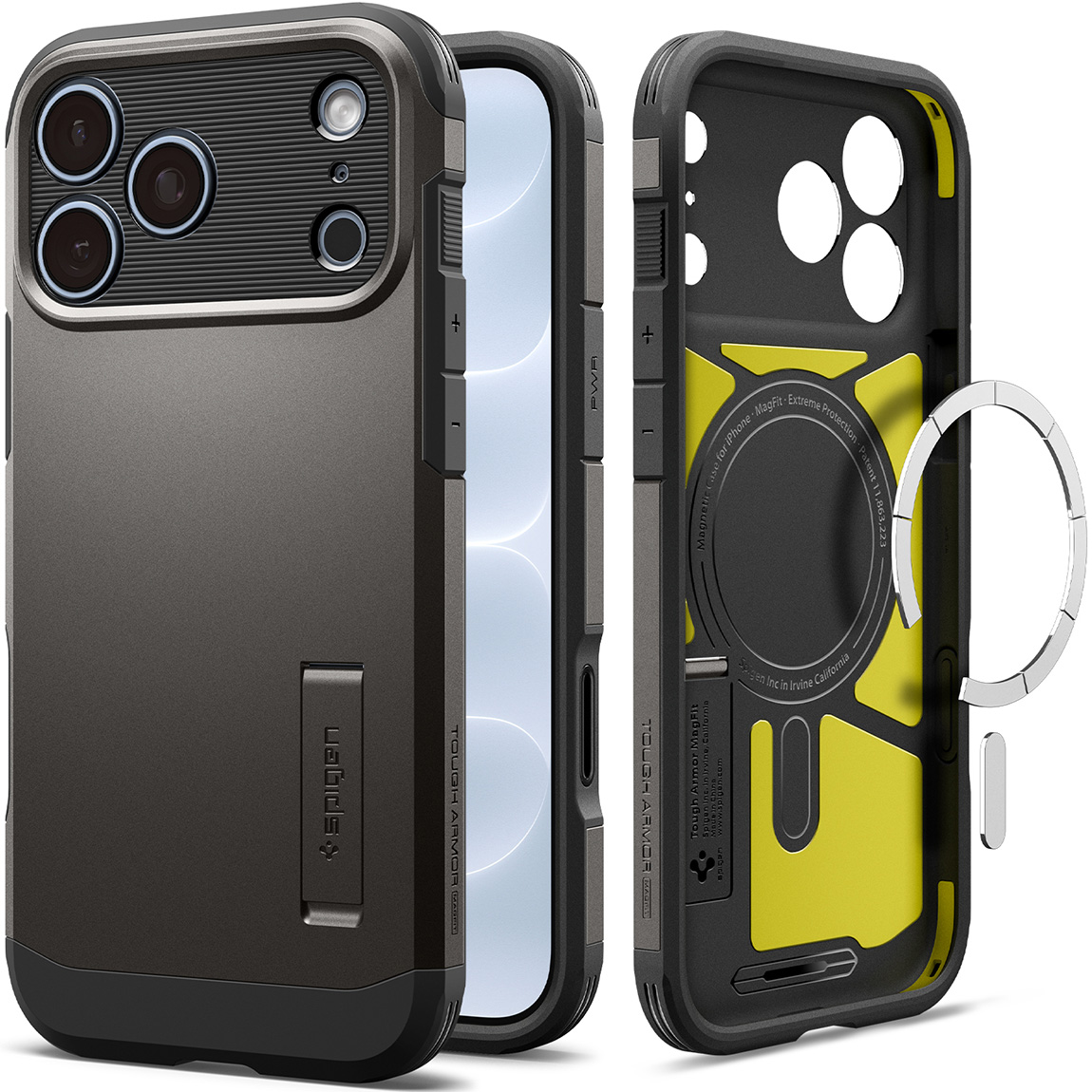 Etui z osłoną przycisku Spigen Tough Armor T Mag (CC) do MagSafe do iPhone 18 Pro Max, Gunmetal (szaro-czarny)