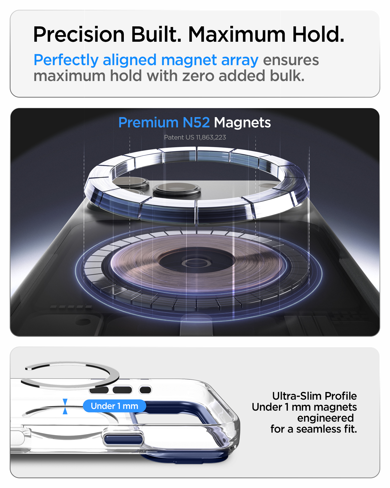 Etui Spigen Ultra Hybrid Optik S Mag z MagSafe do iPhone 18 Pro Max / 17 Pro Max, Clear Deep Blue (przezroczysto-granatowy)