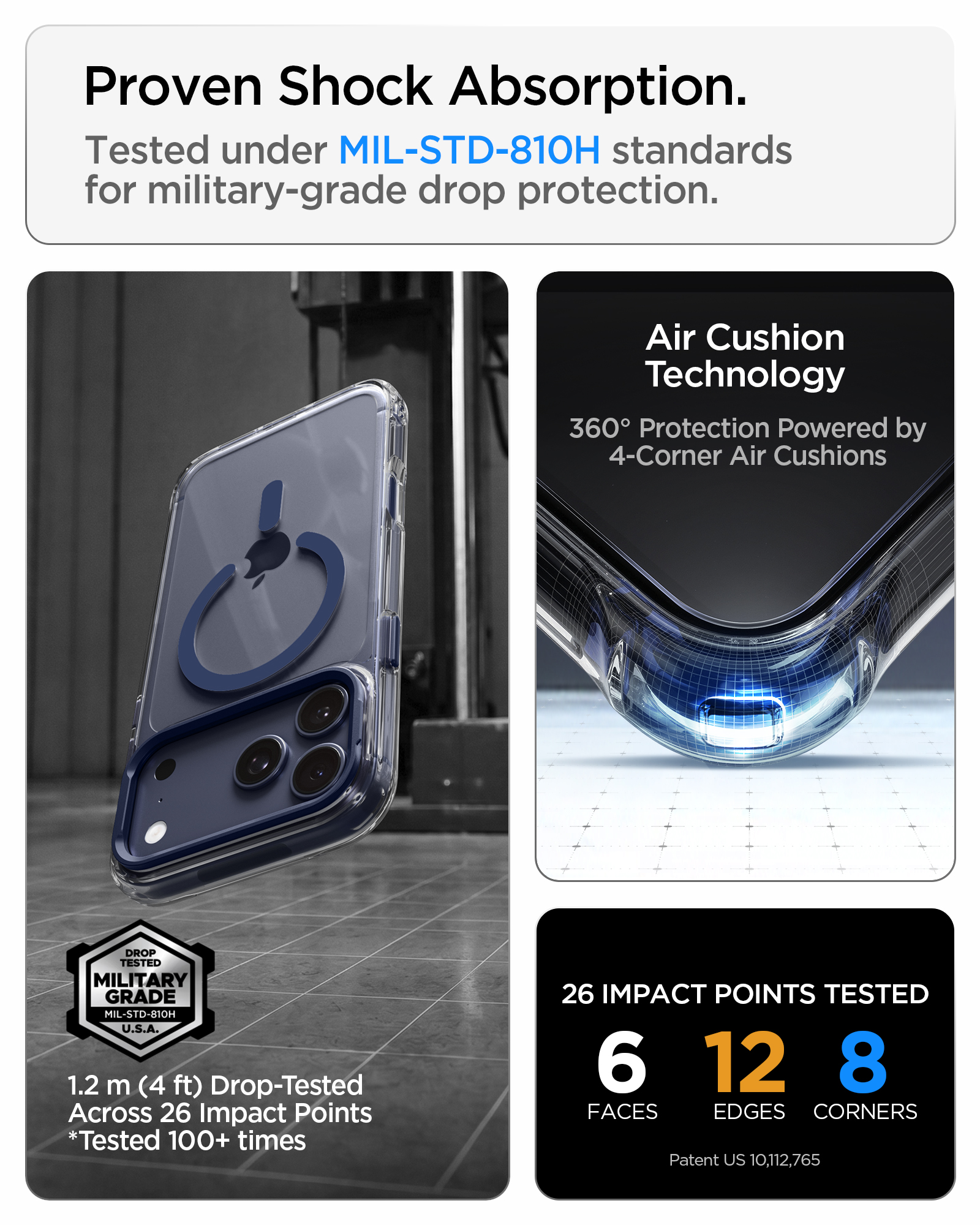 Etui Spigen Ultra Hybrid Optik S Mag z MagSafe do iPhone 18 Pro Max / 17 Pro Max, Clear Deep Blue (przezroczysto-granatowy)