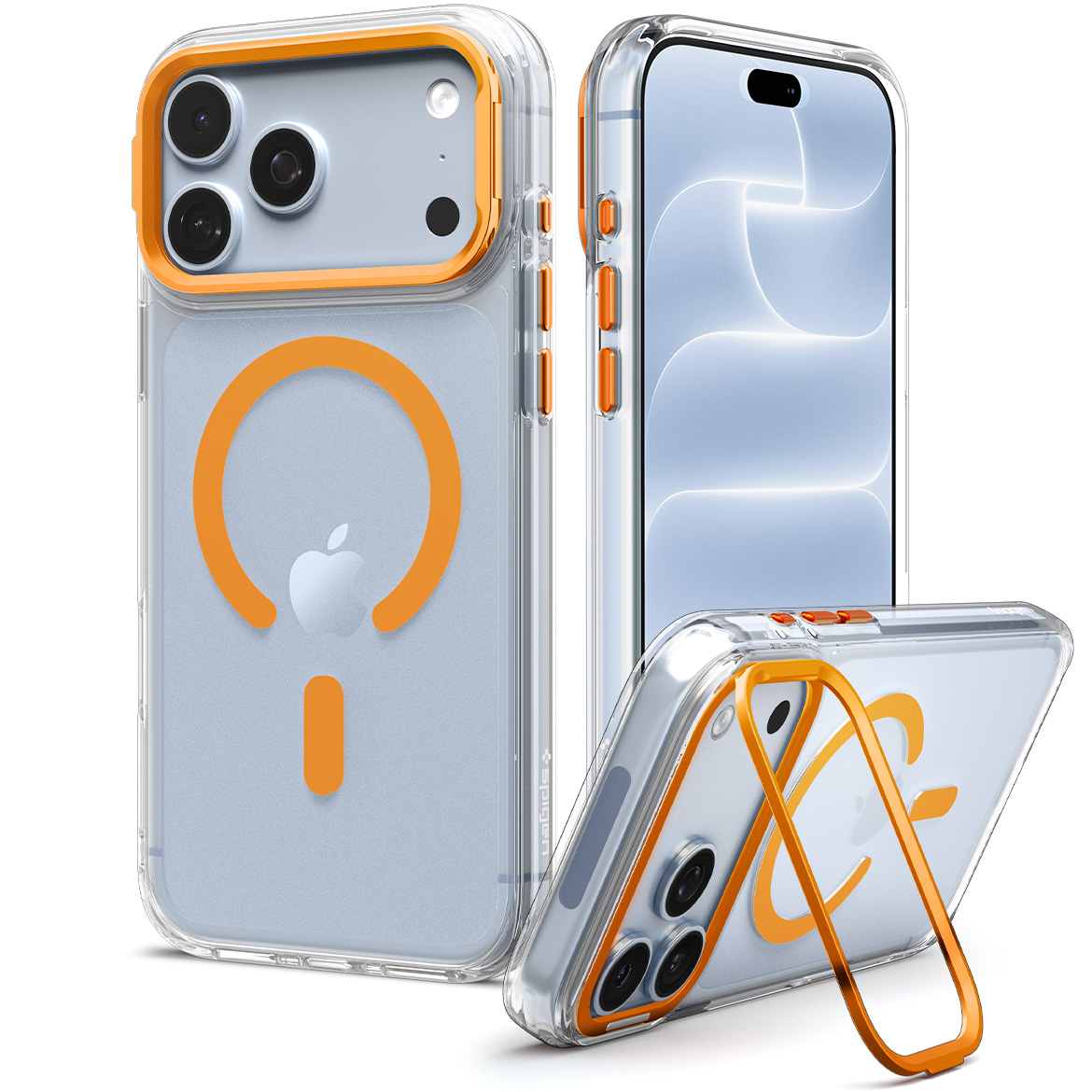 Etui Spigen Ultra Hybrid Optik S Mag z MagSafe do iPhone 18 Pro Max / 17 Pro Max, Clear Orange (przezroczysto-pomarańczowy)