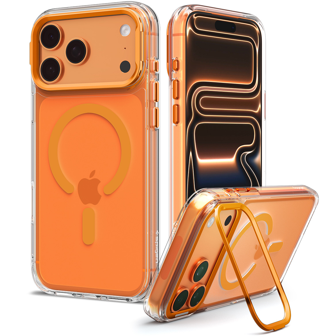 Etui Spigen Ultra Hybrid Optik S Mag z MagSafe do iPhone 18 Pro Max / 17 Pro Max, Clear Orange (przezroczysto-pomarańczowy)