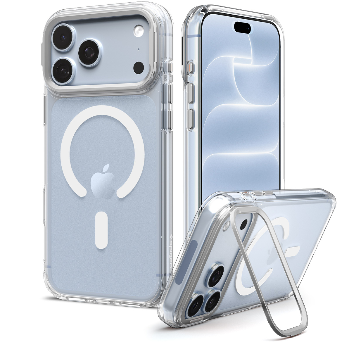 Etui Spigen Ultra Hybrid Optik S Mag z MagSafe do iPhone 18 Pro Max / 17 Pro Max, Clear Silver (przezroczysto-srebrny)