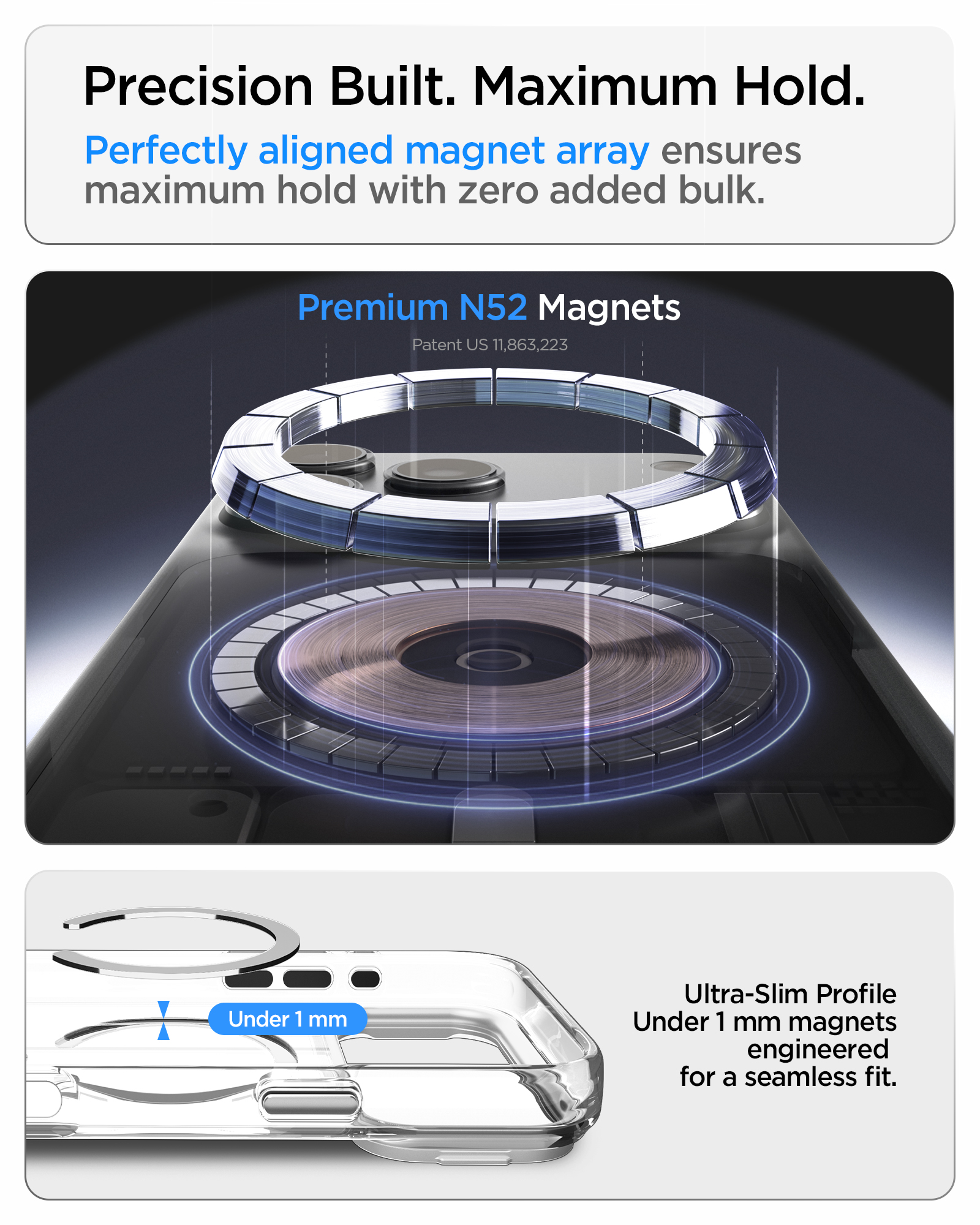 Etui Spigen Ultra Hybrid Optik S Mag z MagSafe do iPhone 18 Pro Max / 17 Pro Max, Clear Silver (przezroczysto-srebrny)