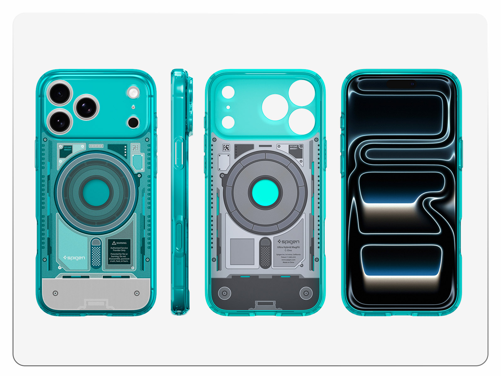 Etui Spigen Ultra Hybrid Mag z MagSafe do iPhone 18 Pro Max / 17 Pro Max, Bondi Blue (turkusowo-szary)