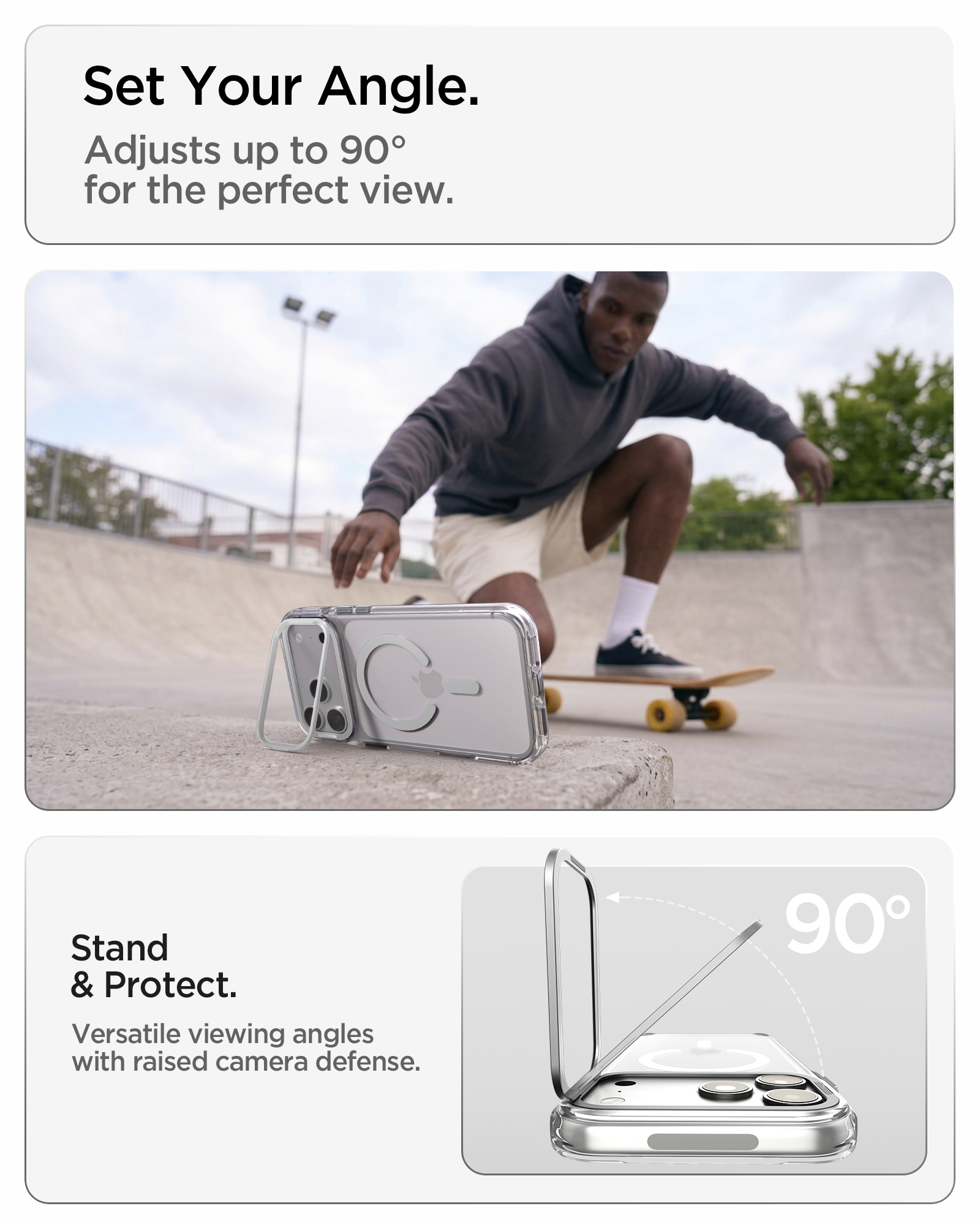 Etui Spigen Ultra Hybrid Optik S Mag z MagSafe do iPhone 18 Pro / 17 Pro, Clear Silver (przezroczysto-srebrny)