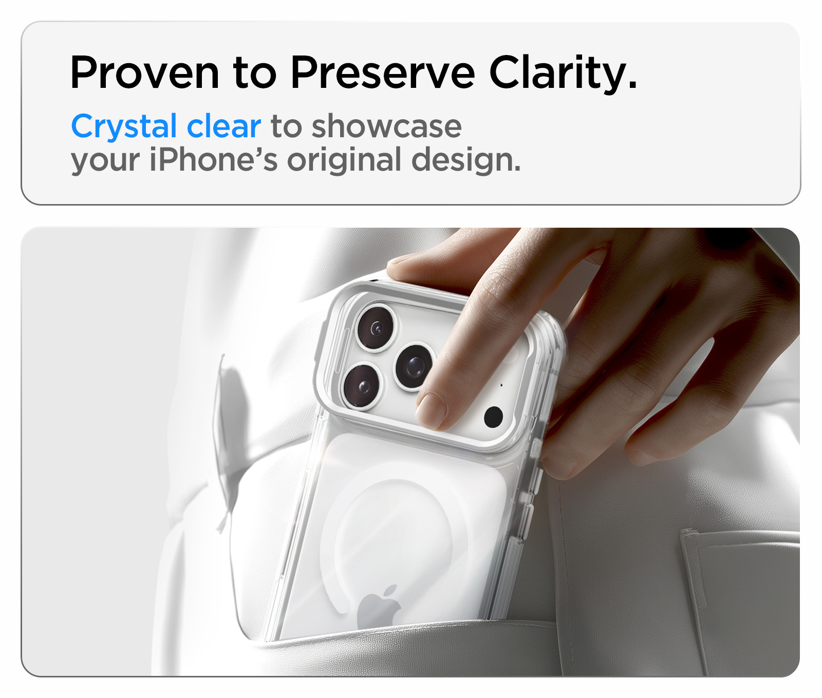 Etui Spigen Ultra Hybrid Optik S Mag z MagSafe do iPhone 18 Pro / 17 Pro, Clear Silver (przezroczysto-srebrny)