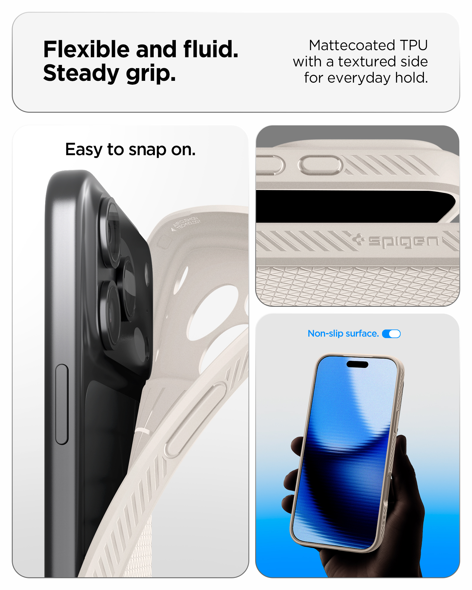 Etui Spigen Liquid Air do iPhone 18 Pro, Natural Titanium (beżowy)