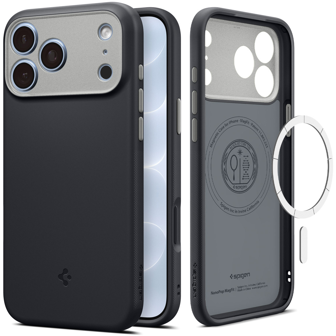 Etui Spigen Nano Pop Mag do MagSafe do iPhone 18 Pro, Black Sesame (czarno-szary)