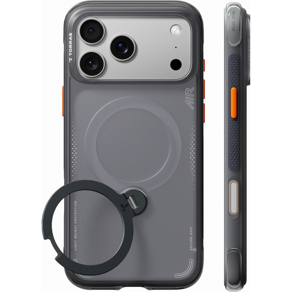 Etui Torras Ostand Q3 Air do iPhone 18 Pro / 17 Pro z podstawką 360°, Black (czarny)