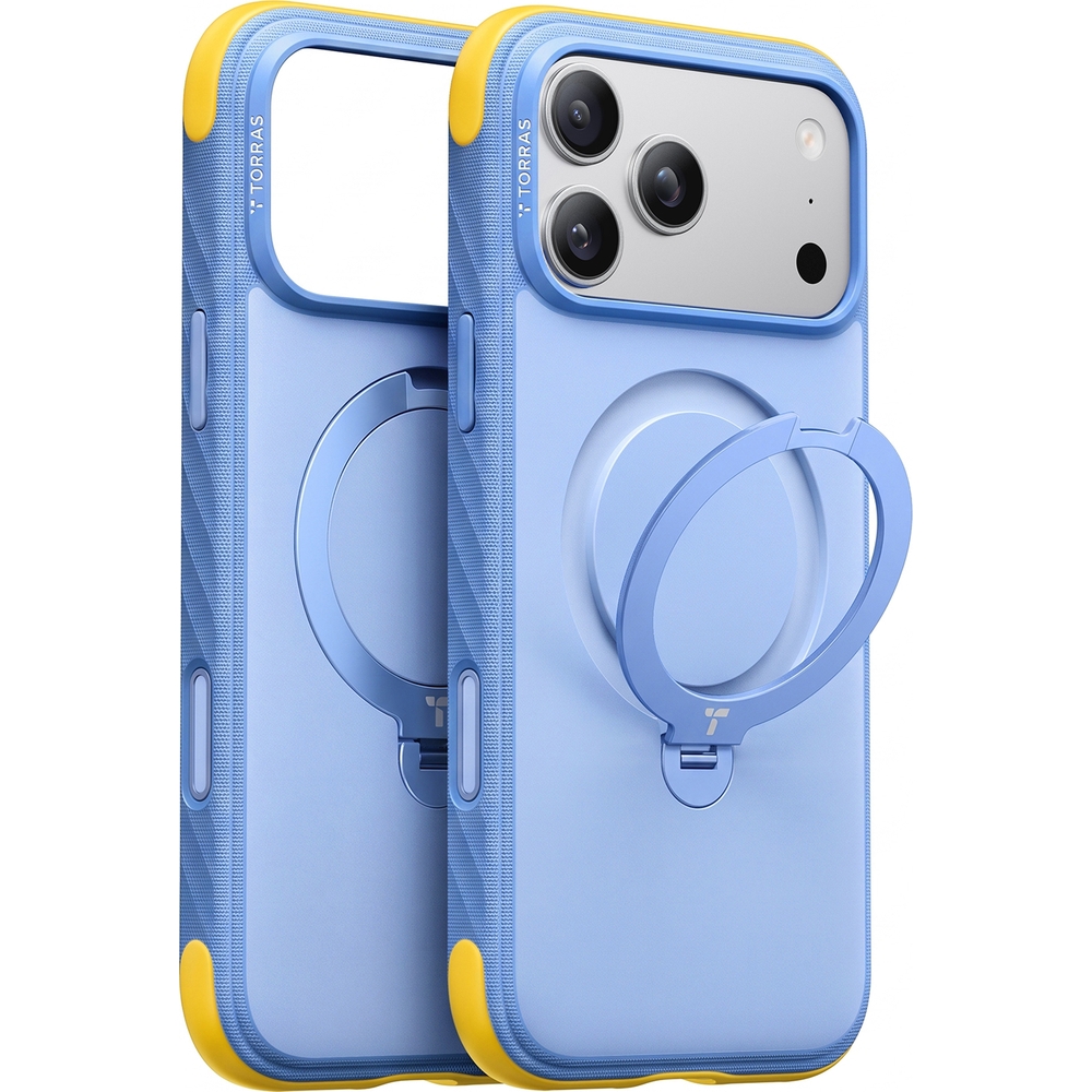 Wytrzymałe etui TORRAS Ostand Q3 Rugg ze wzmocnionymi narożnikami do iPhone 18 Pro / 17 Pro, Blue (niebieski)