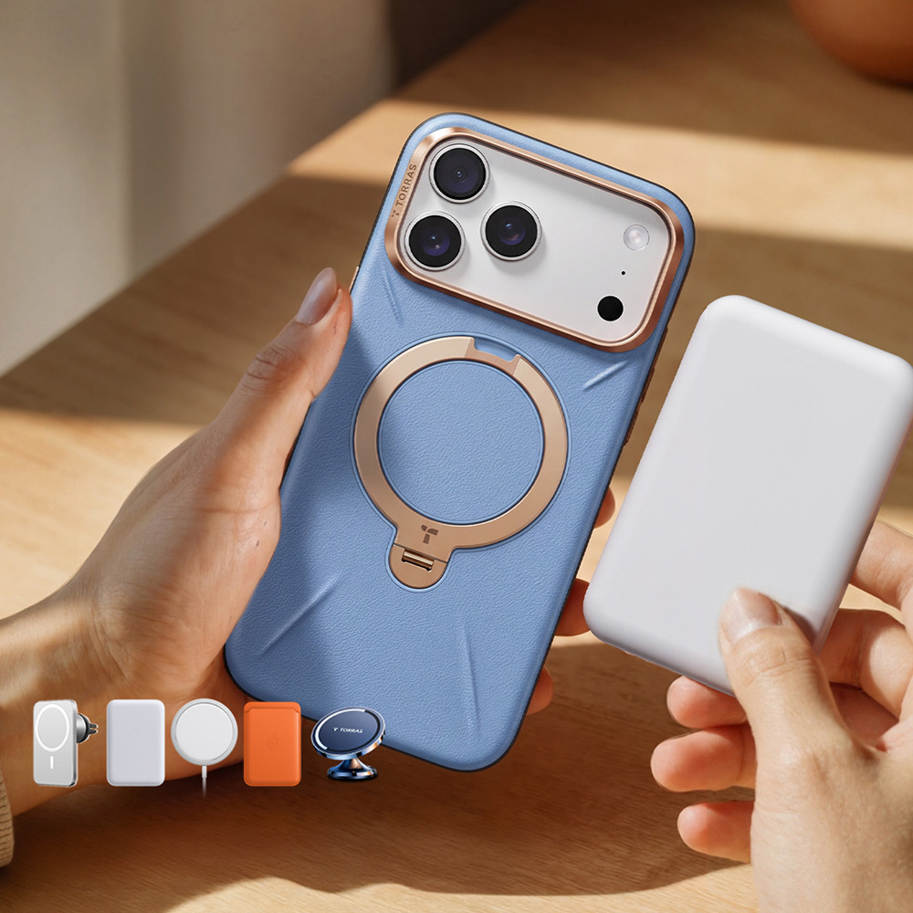 Etui TORRAS Ostand Q3 VegSkin z mocnym systemem magnetycznym do iPhone 18 Pro Max / 17 Pro Max, Blue (niebieski)