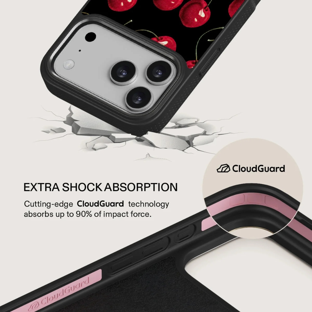 Burga Elite Dark MagSafe, luksusowe etui z metalowymi detalami, praktyczne, Cherrybomb Gunmetal