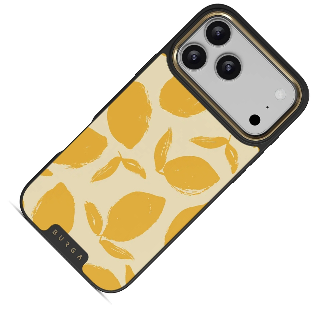Burga Elite Dark MagSafe, case odporny na zarysowania z trwałym nadrukiem, ochronny, Lemon Tart Gold