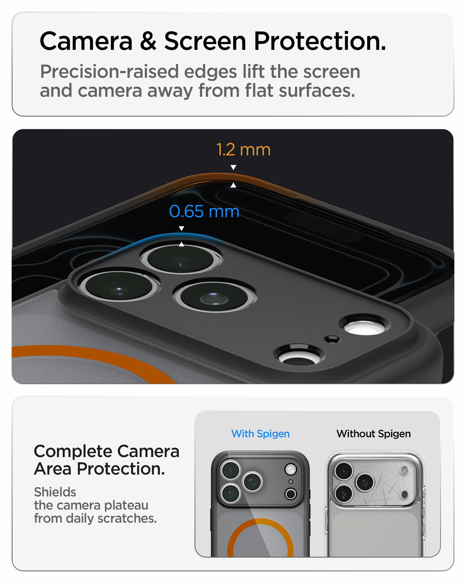 Etui Spigen Ultra Hybrid Mag z MagSafe do iPhone 18 Pro Max, Frost Black Orange (kolor etui: przydymiony półprzezroczysty frost / kolor ramki: czarny / kolor pierścienia: pomarańczowy)