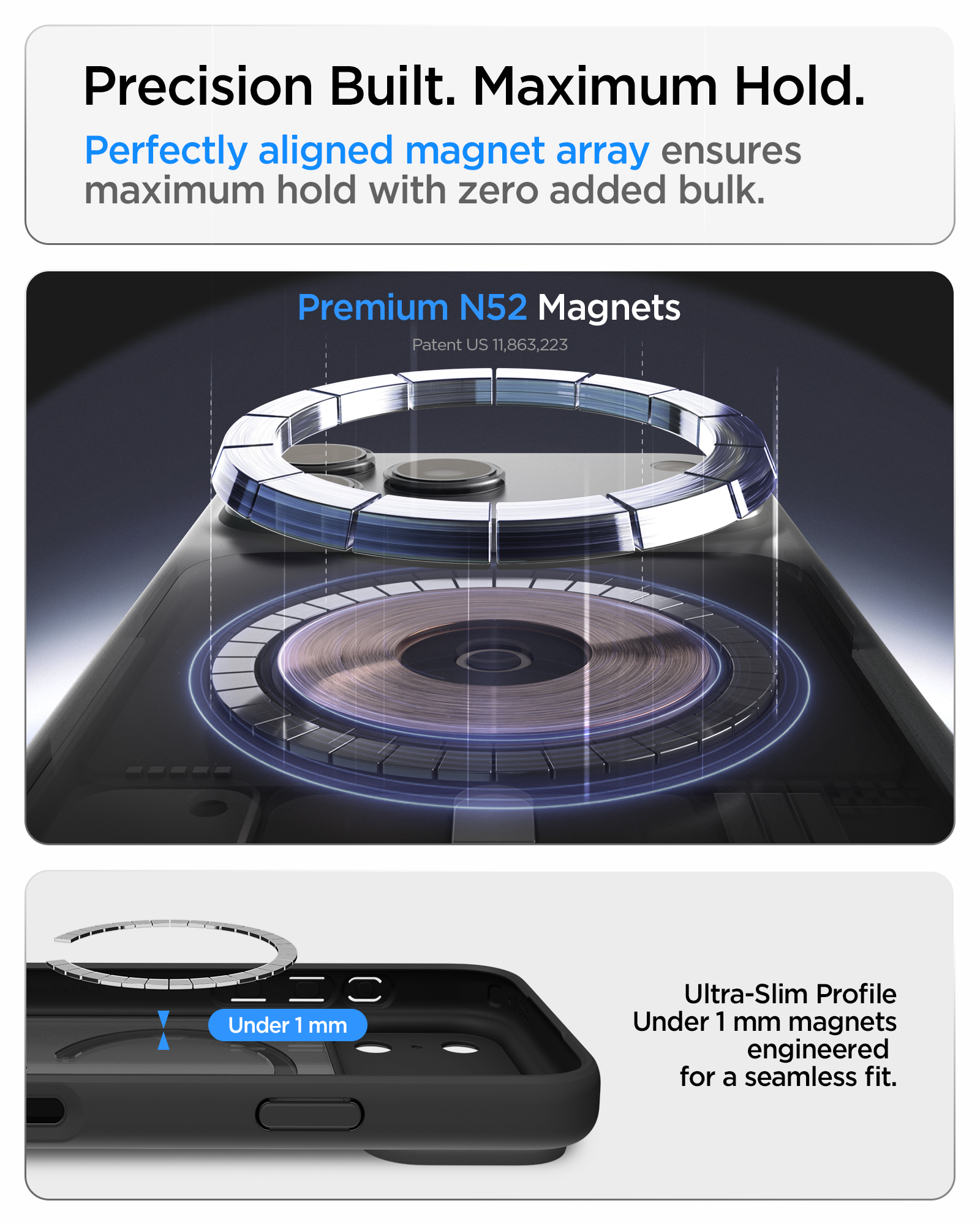 Etui Spigen Ultra Hybrid Mag z MagSafe do iPhone 18 Pro Max, Frost Black Orange (kolor etui: przydymiony półprzezroczysty frost / kolor ramki: czarny / kolor pierścienia: pomarańczowy)