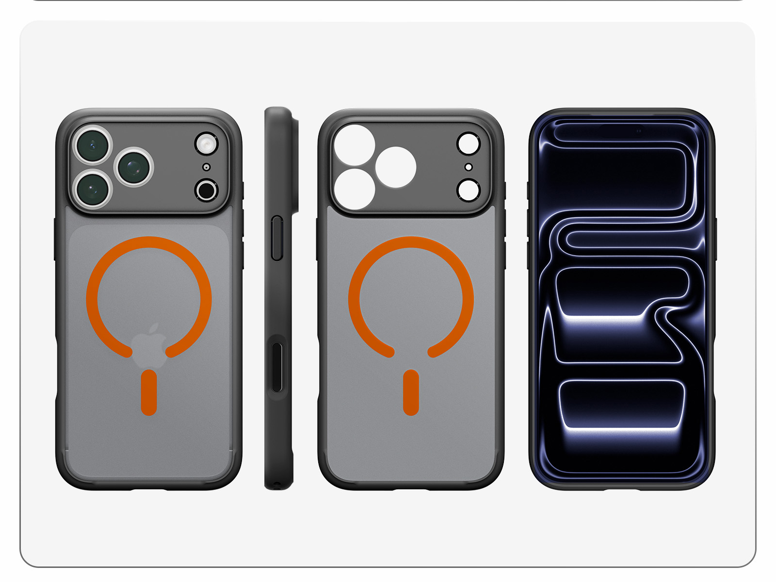 Etui Spigen Ultra Hybrid Mag z MagSafe do iPhone 18 Pro Max, Frost Black Orange (kolor etui: przydymiony półprzezroczysty frost / kolor ramki: czarny / kolor pierścienia: pomarańczowy)