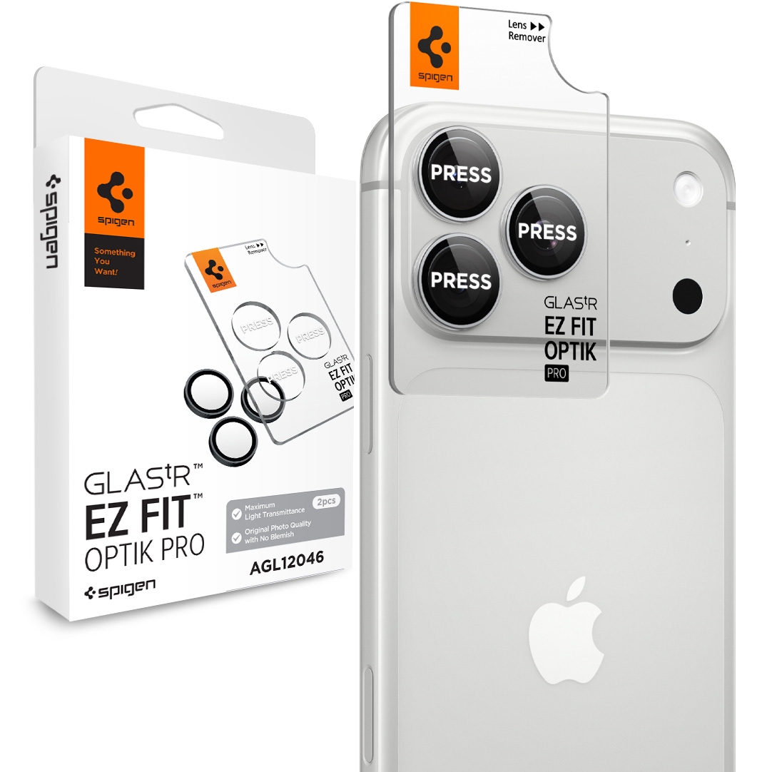 Szkło hartowane na aparat Spigen Glas.tR Ez Fit Optik Pro 2-Pack dla iPhone 18 Pro Max / 18 Pro, Silver (srebrny)