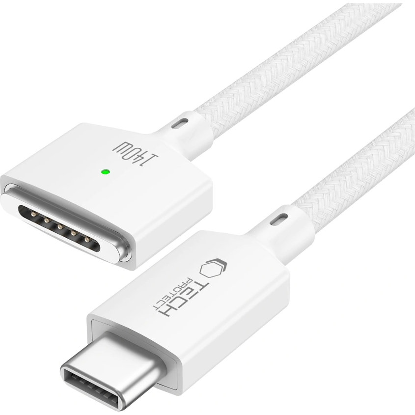 Tech-Protect Thunderbolt 5, bezpieczne odłączanie MagSafe 3 przy szarpnięciu, praktyczne, White (biały)