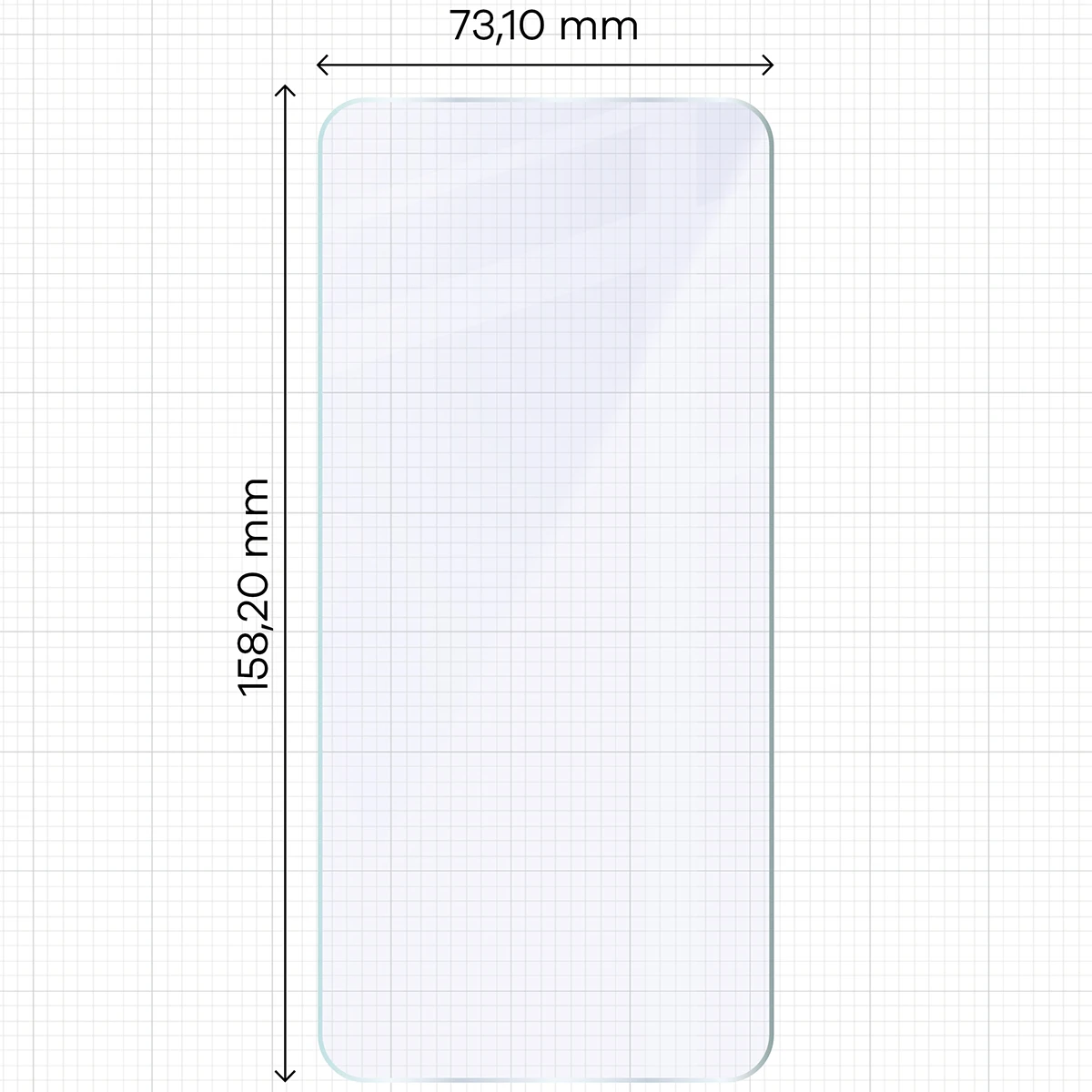 Miarka z wymiarami szkła hybrydowego Bizon Hybrid Mule Duo do Galaxy S26 FE