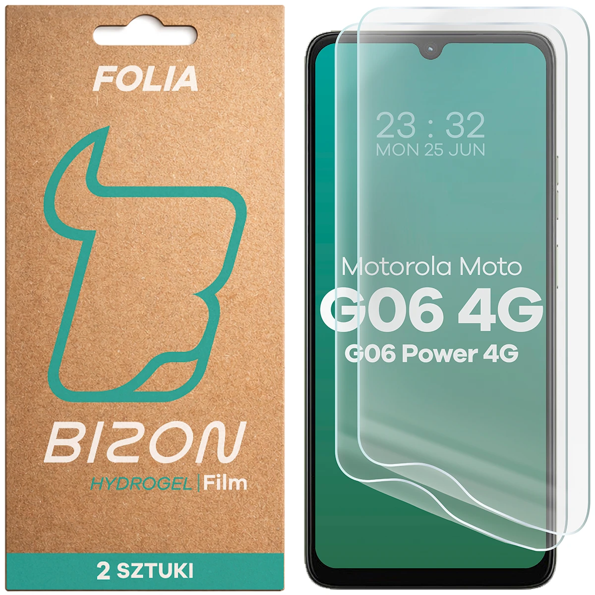 Pudełko i folia hydrożelowa na ekran Bizon Film Hydrogel Front Duo do Motorola Moto G06 4G / Power 4G
