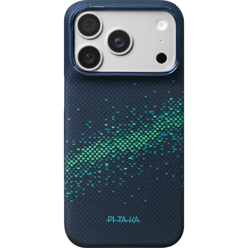 PITAKA Ultra-Slim Case, aramidowa faktura cienka wytrzymałość lekkość minimalistyczny styl, Nearfield Blue (niebiesko-zielony z kevlarem)