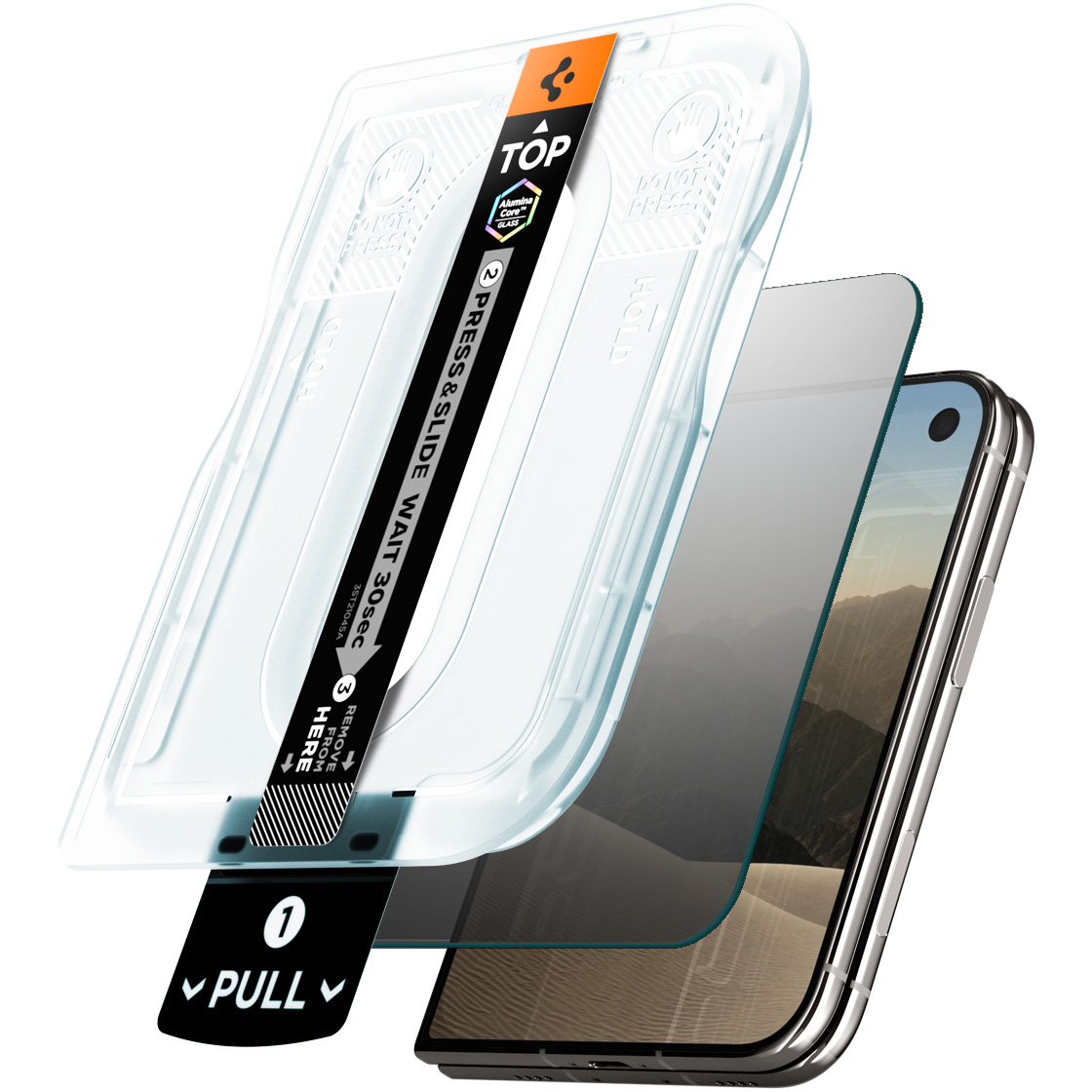 Szkło hartowane prywatyzujące Spigen Glas.tR EZ Fit Pro Privacy (Alumina Core) 1-Pack z ramką aplikacyjną do iPhone Duo