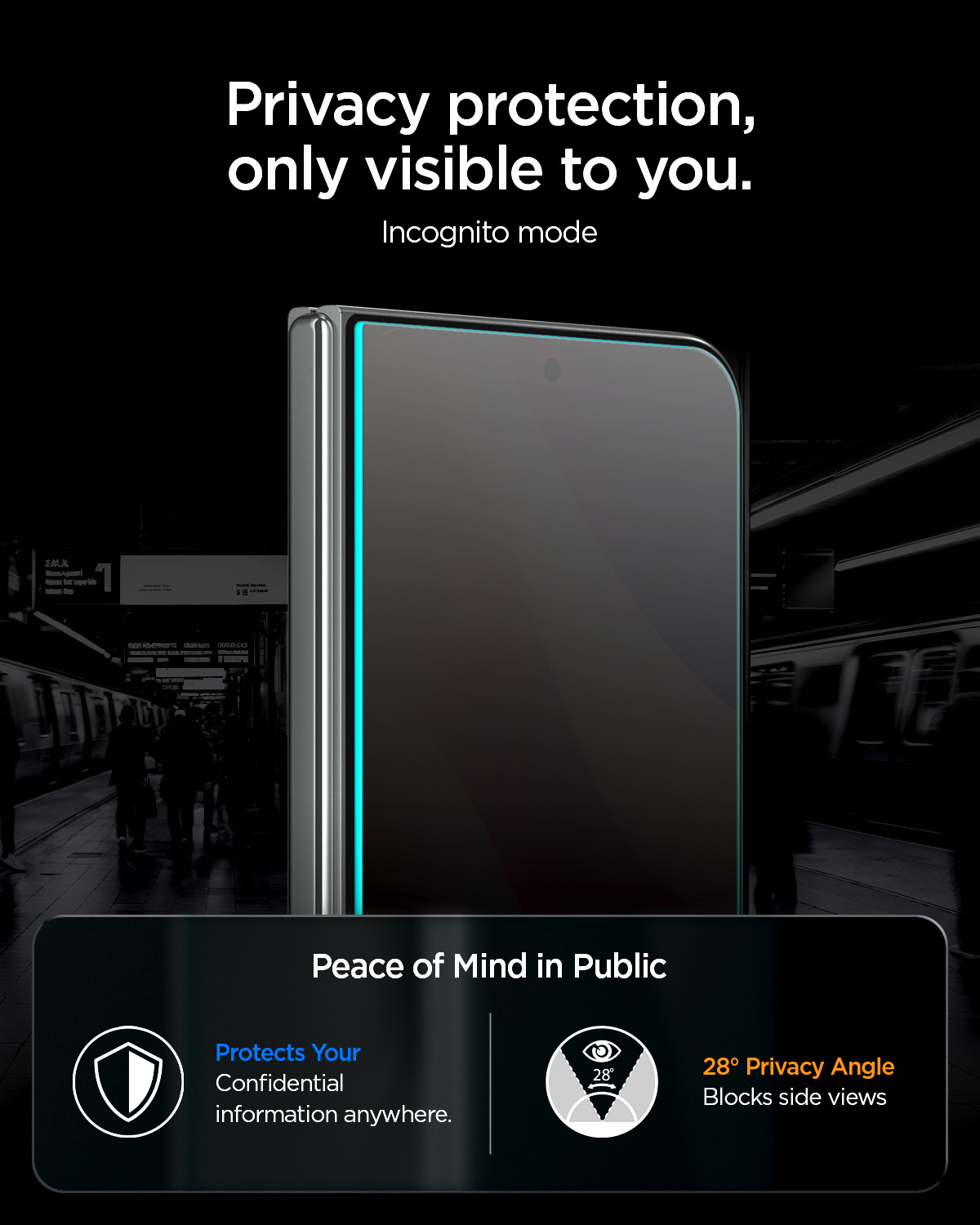 Szkło hartowane prywatyzujące Spigen Glas.tR EZ Fit Pro Privacy (Alumina Core) 1-Pack z ramką aplikacyjną do iPhone Duo