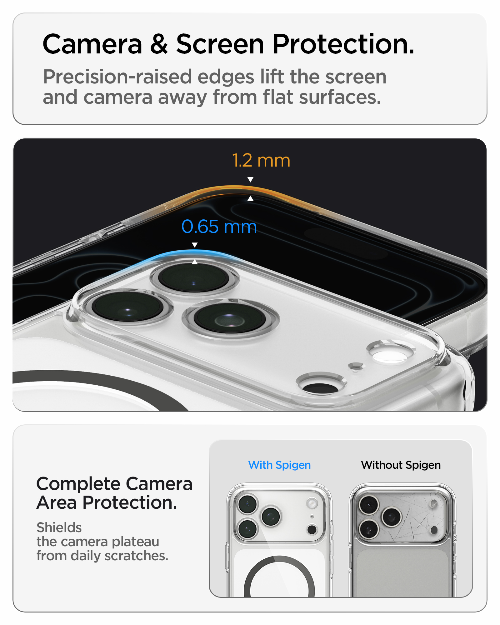 Etui Spigen Ultra Hybrid Mag z MagSafe do iPhone 18 Pro Max, Clear Graphite (przezroczysty z szarym pierścieniem magnetycznym)