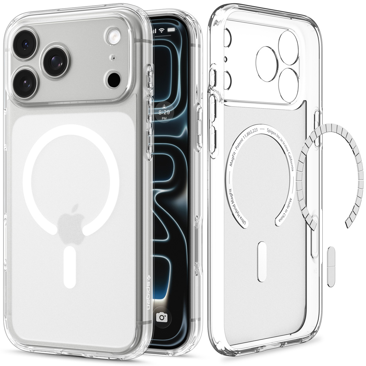 Etui Spigen Ultra Hybrid Mag z MagSafe do iPhone 18 Pro, Frost White (kolor etui: półprzezroczysty frost / kolor ramki: przezroczysty / kolor pierścienia: biały)