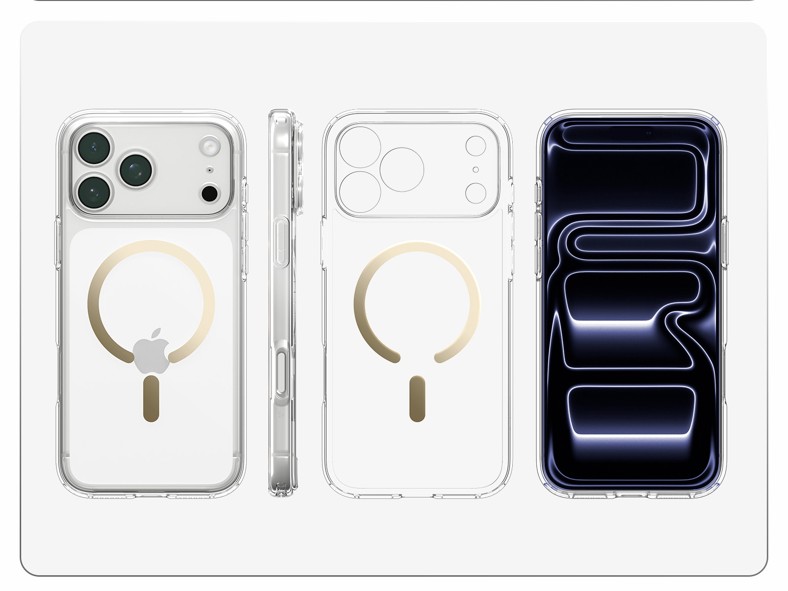 Etui Spigen Ultra Hybrid Mag z MagSafe do iPhone 18 Pro Max, Clear Gold (przezroczysty ze złotym pierścieniem magnetycznym)