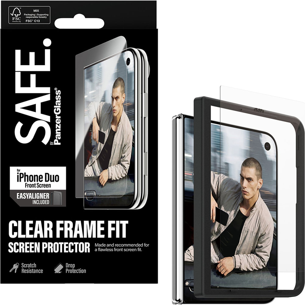Szkło hartowane z aplikatorem SAFE by PanzerGlass Ultra-Wide Fit + Easy Aligner do iPhone Duo