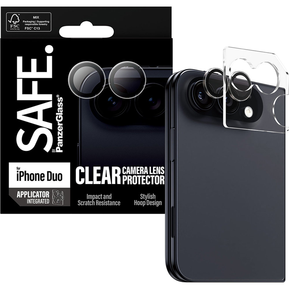 Pojedyncze lensy ze szkła hartowanego i tworzywa sztucznego na aparat SAFE by PanzerGlass Camera Lens Protector do iPhone Duo, Clear (przezroczysty)