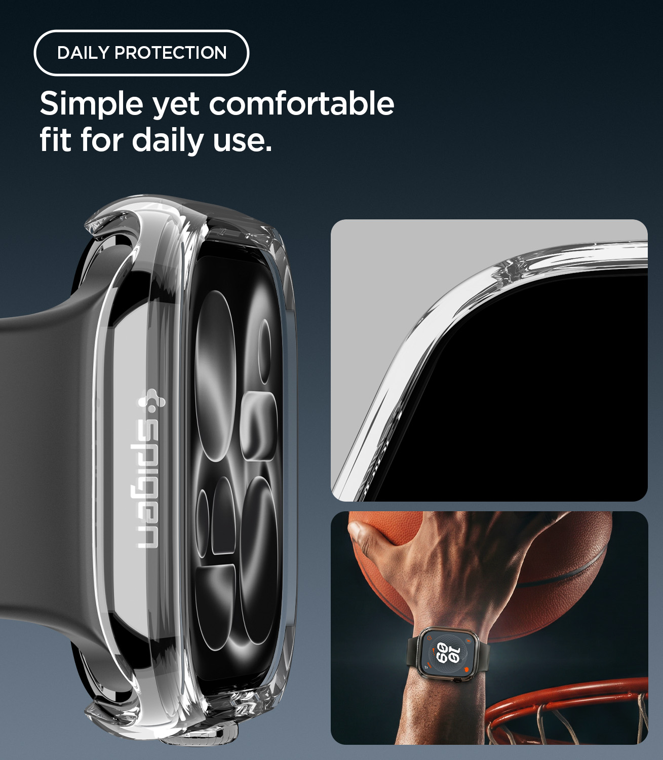 Etui Spigen Thin Fit do Apple Watch Series 12 46mm, Crystal Clear (przezroczysty)