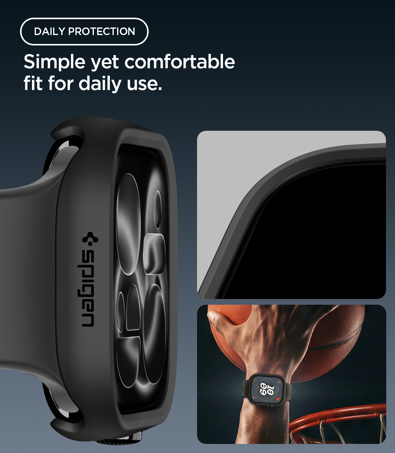 Etui Spigen Thin Fit do Apple Watch Series 12 46mm, Black (czarny)