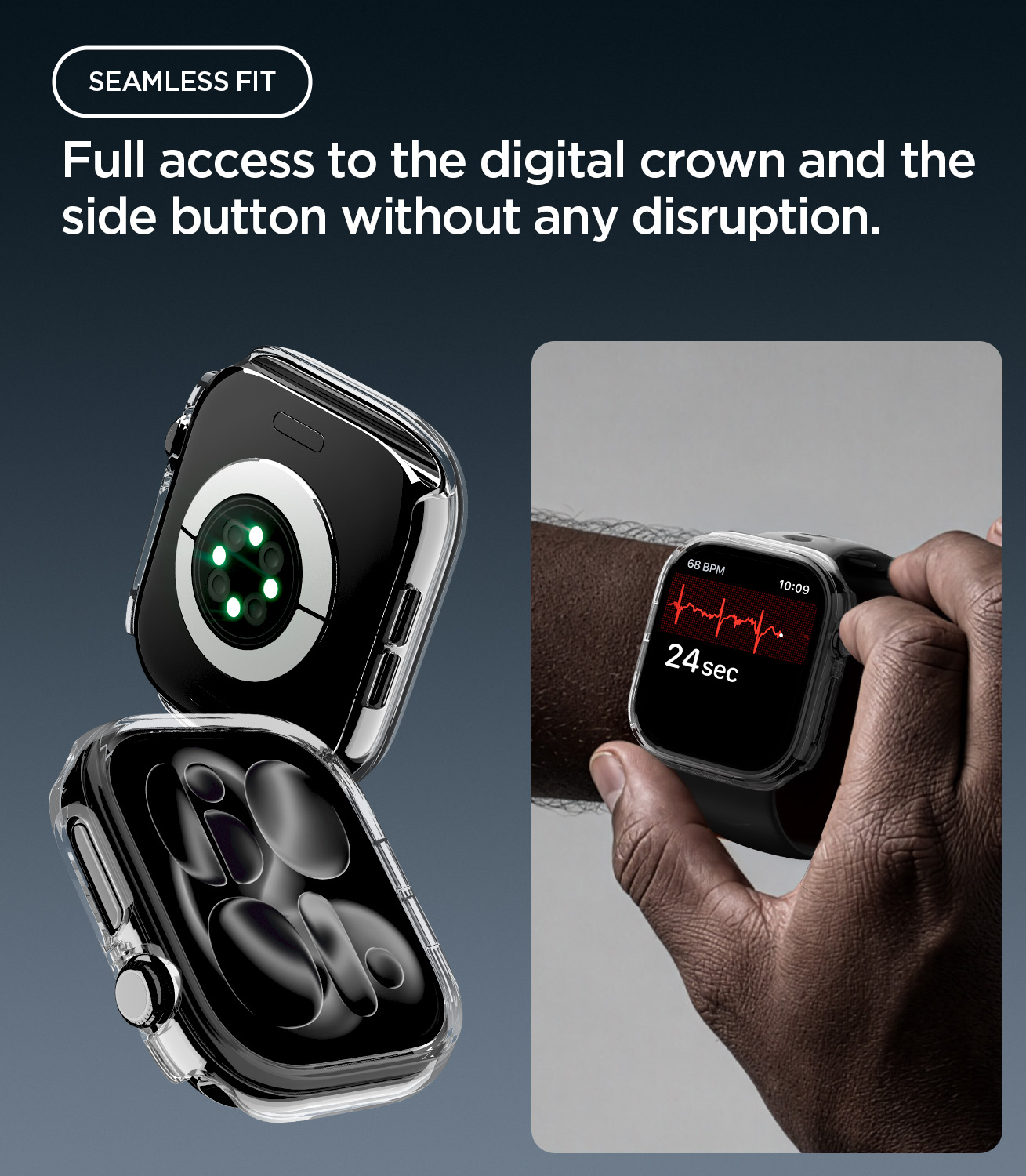 Etui Spigen Thin Fit do Apple Watch Series 12 42mm, Crystal Clear (przezroczysty)